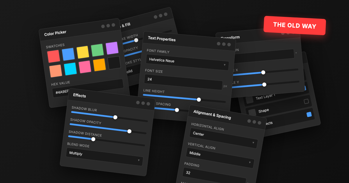 Cluttered overwhelming UI from traditional design tools
